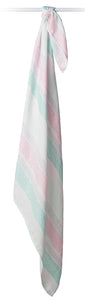 lulujo Bamboo Swaddle Mulltuch / 120 x 120 cm / Pink Spotted Stripe