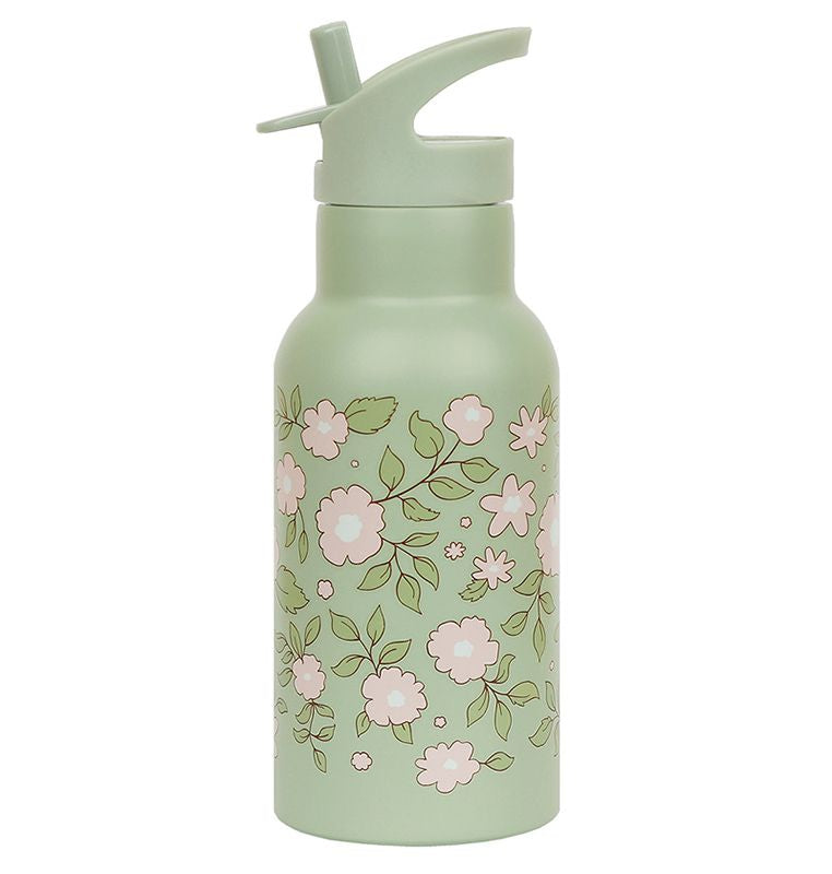 Trinkflasche - Edelstahl / Blüten / Salbeigrün