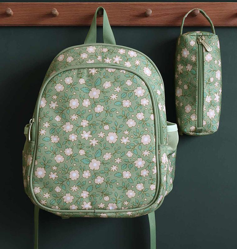 Rucksack mit Isolierfach / Blüten / Salbeigrün
