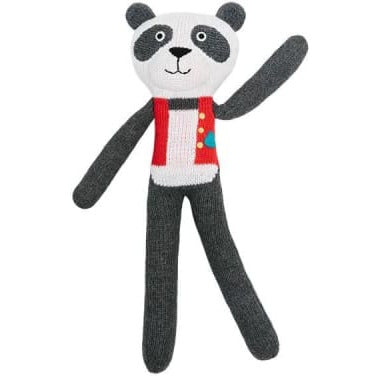 Stricktier / grauer Panda mit roter Weste (Handarbeit)
